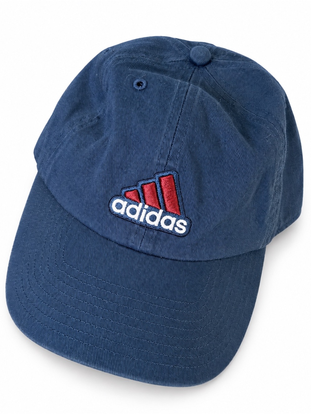 Adidas Navy Blue Adjustable Baseball Cap Red White Logo 100% Cotton Y2K RETRO